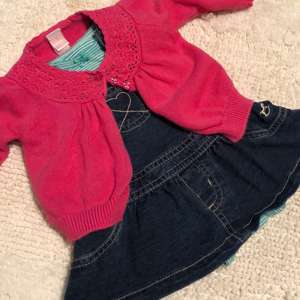 0-3 month denim dress outfit